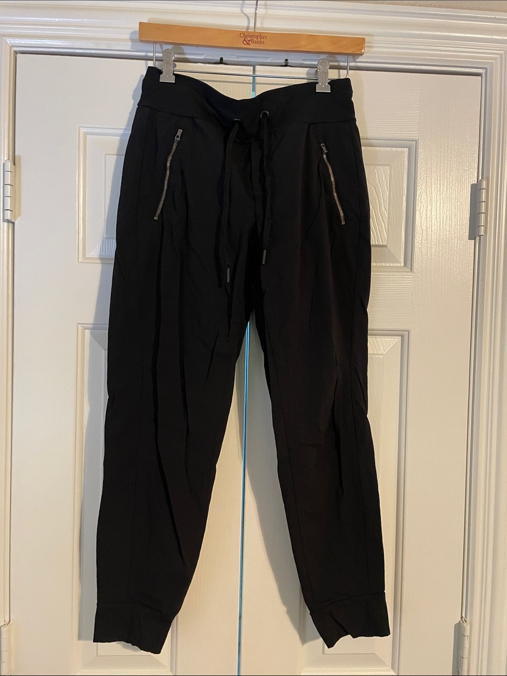 Athleta Black Drawstring Jogger Pants with Zip Pockets